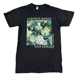 Vincent Van Gogh Vase With White Roses 1890 Black T-Shirt Sz Medium